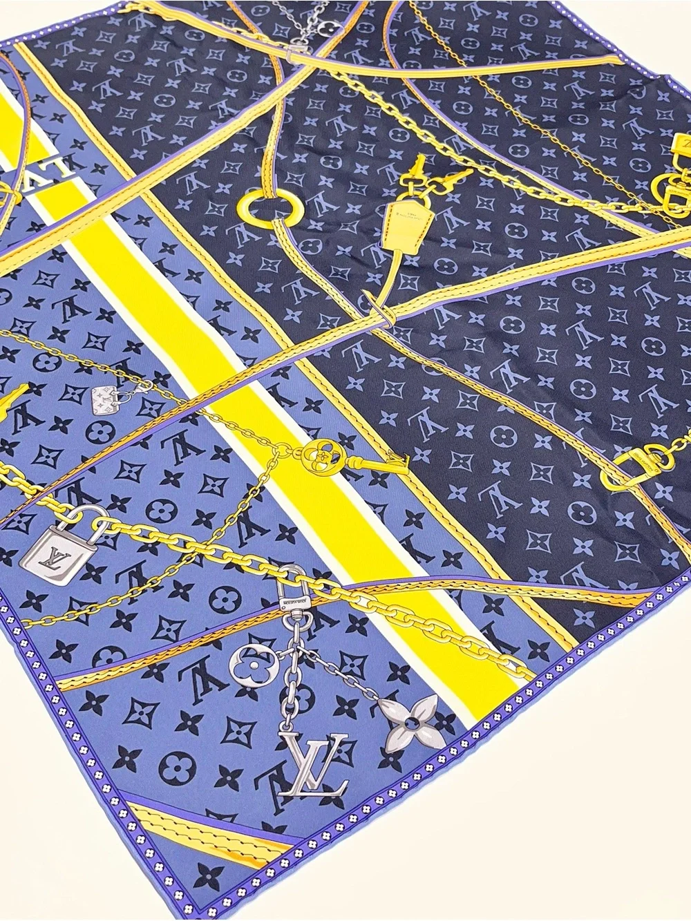 Louis Vuitton Navy & Violet Monogram Silk Scarf
